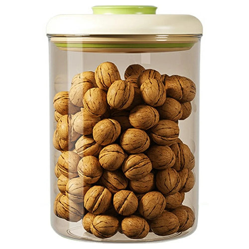 1750ml Round Push Button PS Airtight Container Grains Snacks Kitchen Food Storage Canister (BPA-Free, No FDA) - Green - 1
