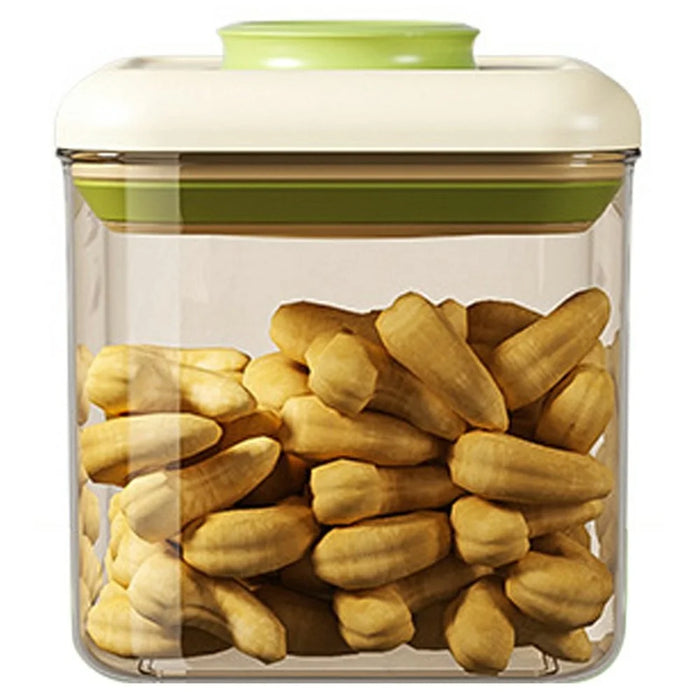 1050ml Push Button Airtight Square Container Grains Coffee Snacks Kitchen Food Storage Canister (BPA-Free, No FDA) - Green - 1