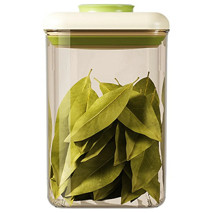 1750ml Push Button Airtight Square Container Grains Coffee Snacks Kitchen Food Storage Canister (BPA-Free, No FDA) - Green - 1