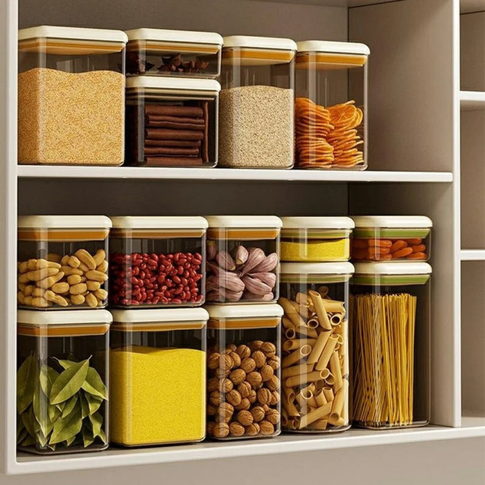 1750ml Push Button Airtight Square Container Grains Coffee Snacks Kitchen Food Storage Canister (BPA-Free, No FDA) - Green - 6