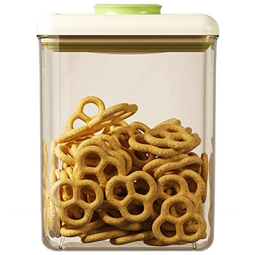 1800ml Rectangular PS Airtight Container Push Button Grains Snacks Kitchen Food Storage Canister (BPA-Free, No FDA) - Green - 1