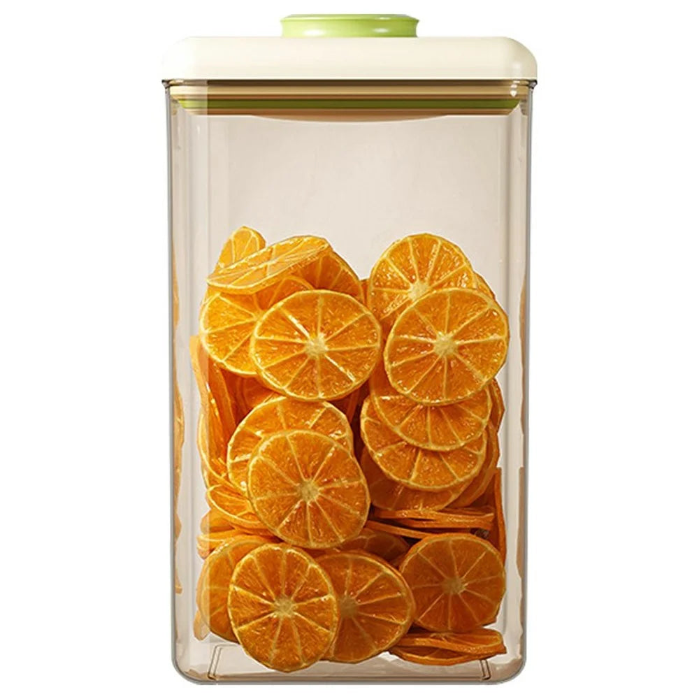 2600ml Rectangular Push Button PS Airtight Container Grains Coffee Snacks Kitchen Food Storage Canister (BPA-Free, No FDA) - Green - 1