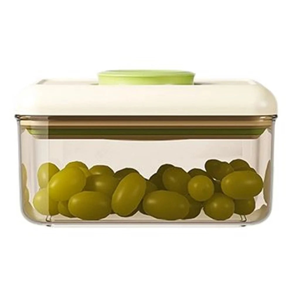 600ml Rectangular PS Airtight Container Push Button Grains Snacks Kitchen Food Storage Canister (BPA-Free, No FDA) - Green - 1