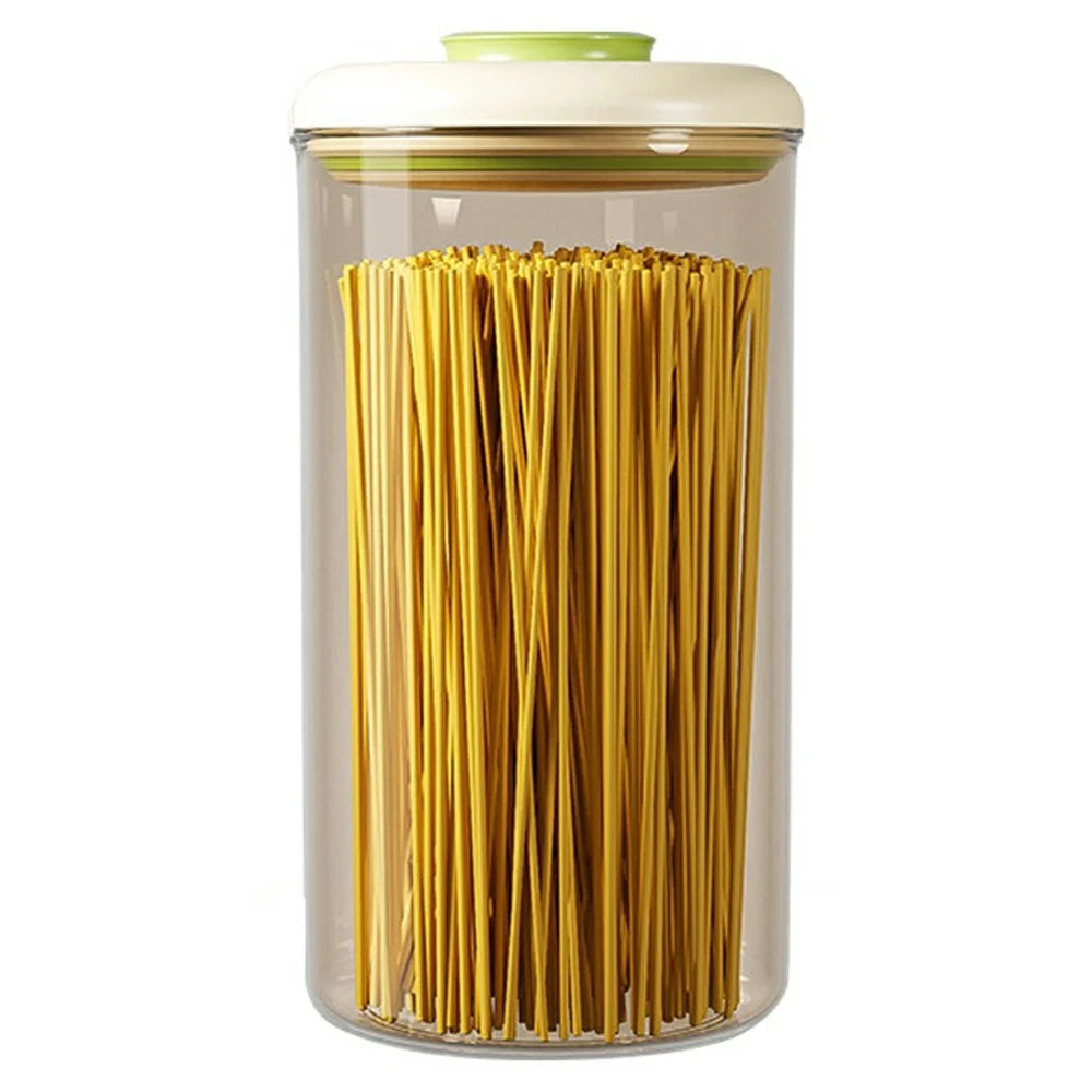 2400ml Round PS Airtight Container Push Button Grains Snacks Kitchen Food Storage Canister (BPA-Free, No FDA) - Green - 1
