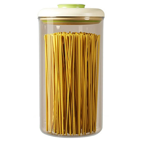 2400ml Round PS Airtight Container Push Button Grains Snacks Kitchen Food Storage Canister (BPA-Free, No FDA) - Green - 1