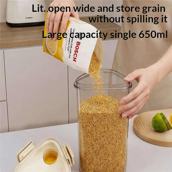 6Pcs Rotating Clear Food Storage Jar Clear Grain Containers with 360 Degree Base Fresh-Keeping Box for Kitchen Organization (BPA Free, No FDA) - Yellow - 5