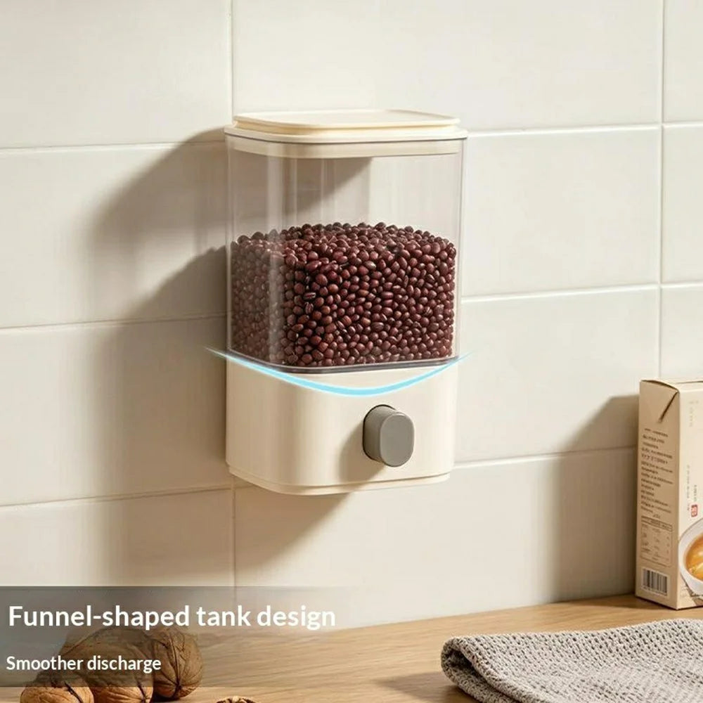 Size S Plastic Wall Mounted Airtight Grain Storage Container with Press Dispenser (BPA Free, No FDA) - 4