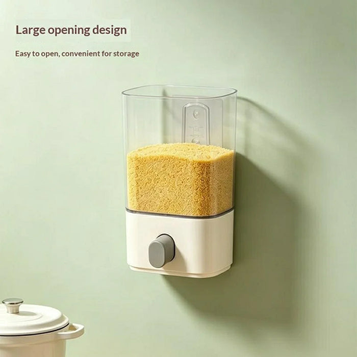 Size L Plastic Wall Mounted Airtight Grain Storage Container with Press Dispenser (BPA Free, No FDA) - 5