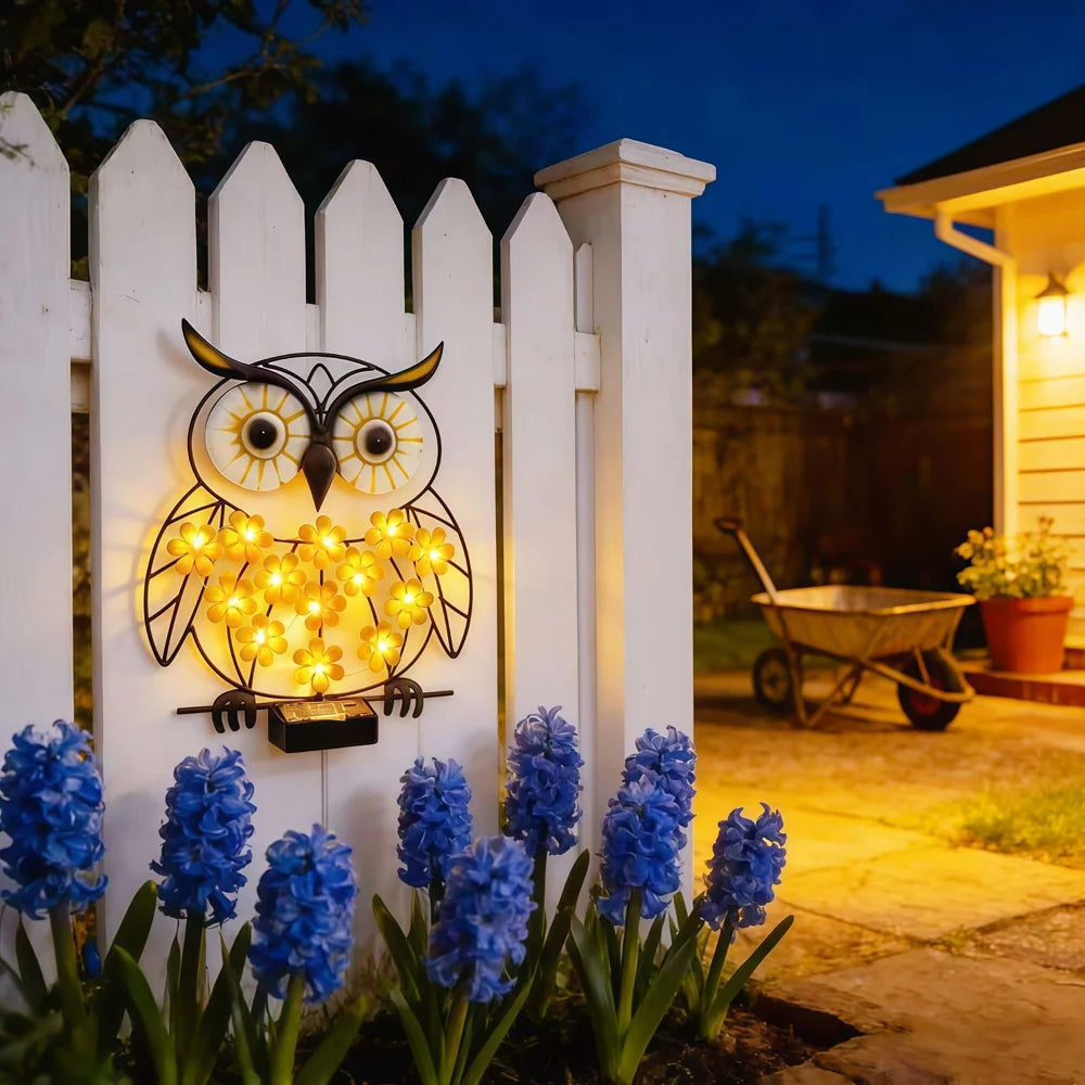 Owl Shape Solar Iron Light Solar Powered LED Outdoor Wall Lamp Garden Decoration - 3