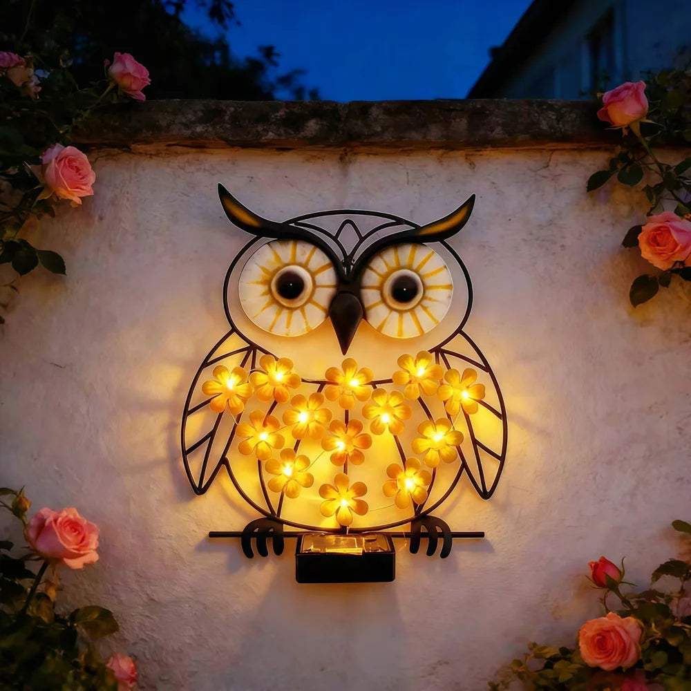 Owl Shape Solar Iron Light Solar Powered LED Outdoor Wall Lamp Garden Decoration - 4