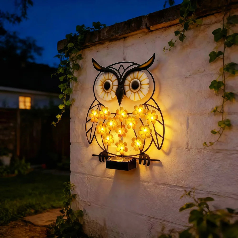 Owl Shape Solar Iron Light Solar Powered LED Outdoor Wall Lamp Garden Decoration - 5
