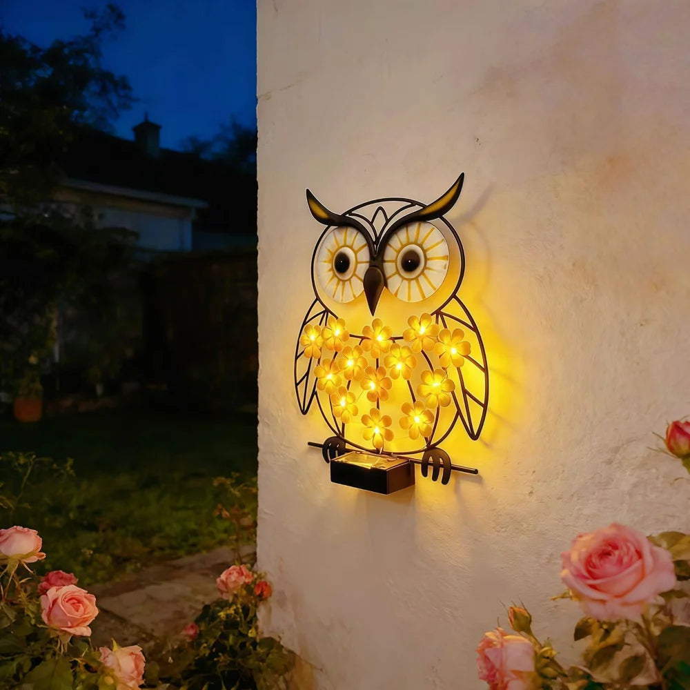 Owl Shape Solar Iron Light Solar Powered LED Outdoor Wall Lamp Garden Decoration - 6