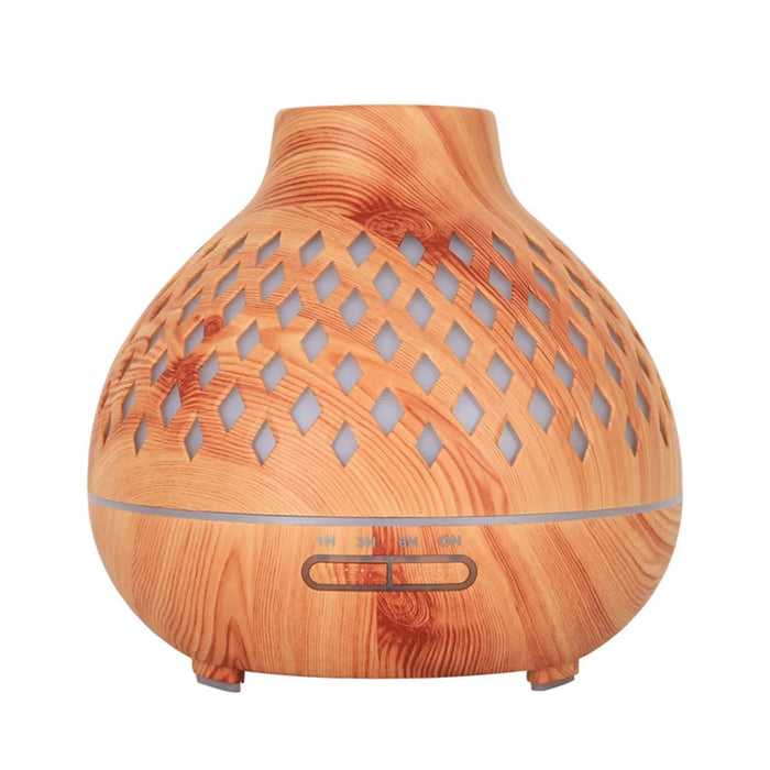 Wood Skin Hollow Ultrasonic Colorful Atmosphere Lamp Aromatherapy Humidifier - Brown/AU Plug - 2