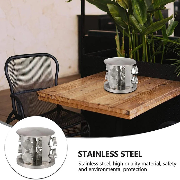 8Pcs Clear Glass Spice Jar Set with 360 Degree Rotating Base Kitchen Condiment Container (BPA Free, No FDA) - 4