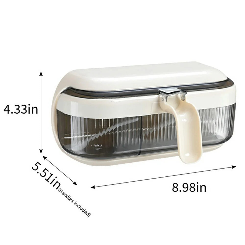 Wall Mounted Spice Rack Organizer No Drill Kitchen Seasoning Container 3 Compartments Multi-Function Storage Box - Beige - 7