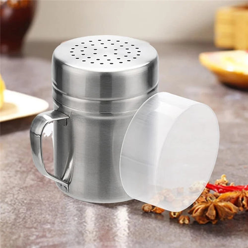 Stainless Steel Powder Shaker with Handle for BBQ Seasoning Baking Flour Sifter Spice Dispenser (BPA Free, No FDA) - 1