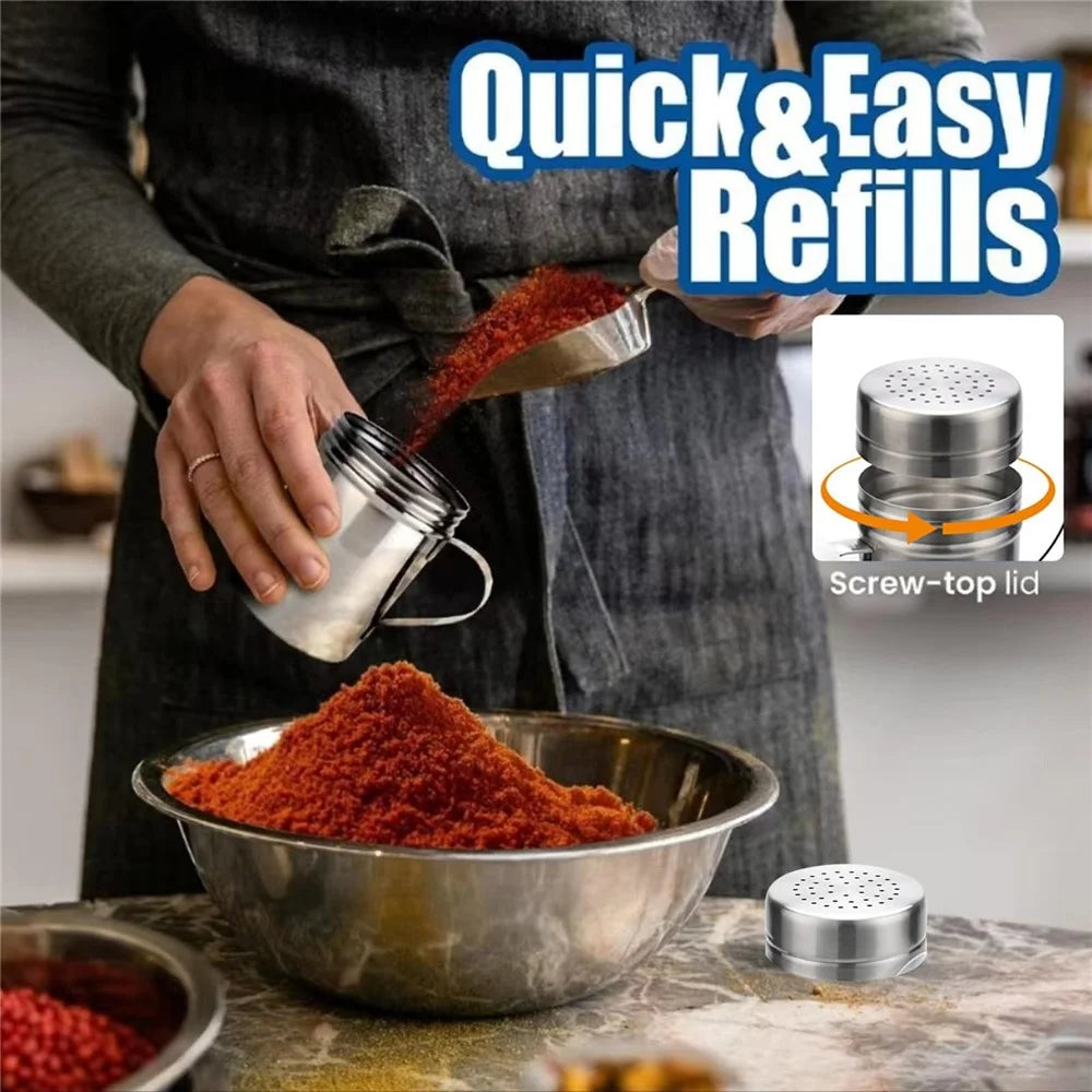 Stainless Steel Powder Shaker with Handle for BBQ Seasoning Baking Flour Sifter Spice Dispenser (BPA Free, No FDA) - 2