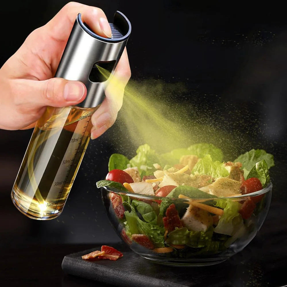 100ml 304 Stainless Steel Glass Oil Spray Bottle Kitchen Cooking Sprayer for Olive Oil Vinegar Soy Sauce (BPA Free, No FDA) - 2