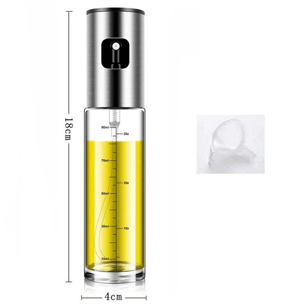 100ml 304 Stainless Steel Glass Oil Spray Bottle Kitchen Cooking Sprayer for Olive Oil Vinegar Soy Sauce (BPA Free, No FDA) - 6