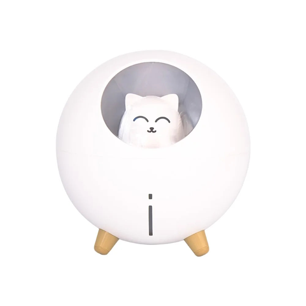 Creative Lovely Planet Cat Humidifier with Night Light Function - White - 1