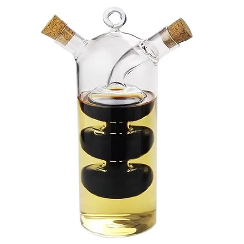 2 In 1 Oil and Vinegar Dispenser Bottle Transparent Glass Oil Bottle for Kitchen Cooking (BPA Free, No FDA) - 1