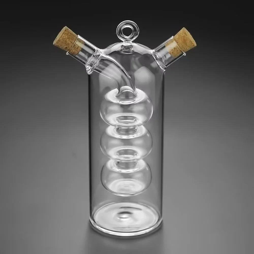 2 In 1 Oil and Vinegar Dispenser Bottle Transparent Glass Oil Bottle for Kitchen Cooking (BPA Free, No FDA) - 2
