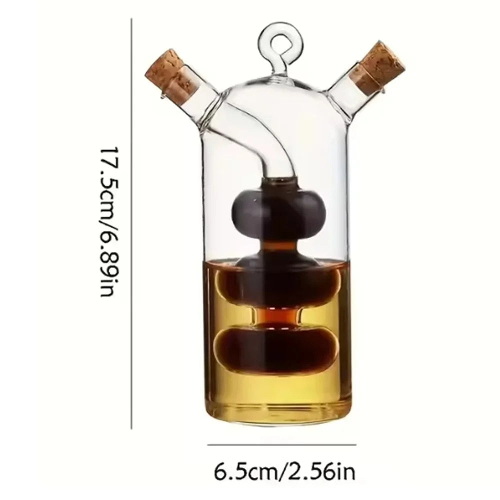 2 In 1 Oil and Vinegar Dispenser Bottle Transparent Glass Oil Bottle for Kitchen Cooking (BPA Free, No FDA) - 7
