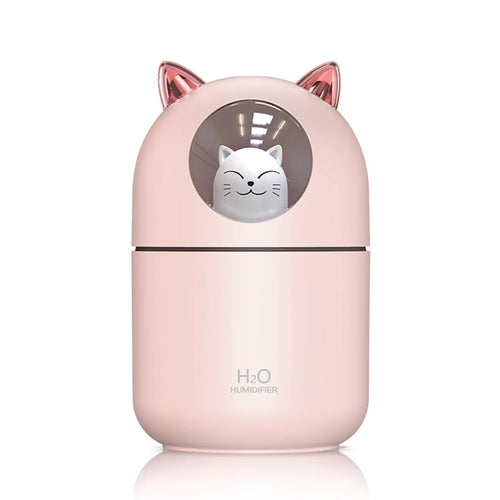 Cute Cat Decor Colorful Night Light Mini Humidifier - Pink - 1