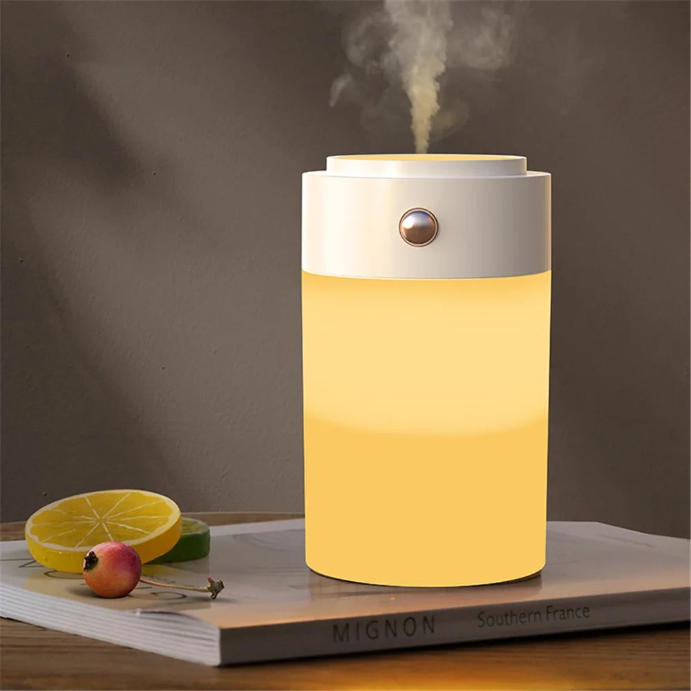 829 250ml Portable Electric Air Humidifier Aroma Oil Diffuser Low Noise USB Cool Mist Sprayer with Colorful Night Light, Style B - White - 4
