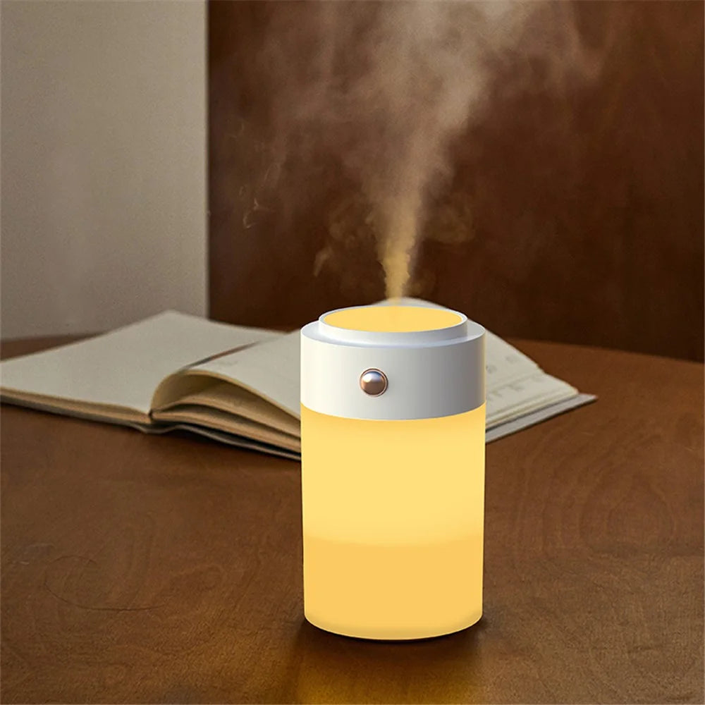 829 250ml Portable Electric Air Humidifier Aroma Oil Diffuser Low Noise USB Cool Mist Sprayer with Colorful Night Light, Style B - White - 5
