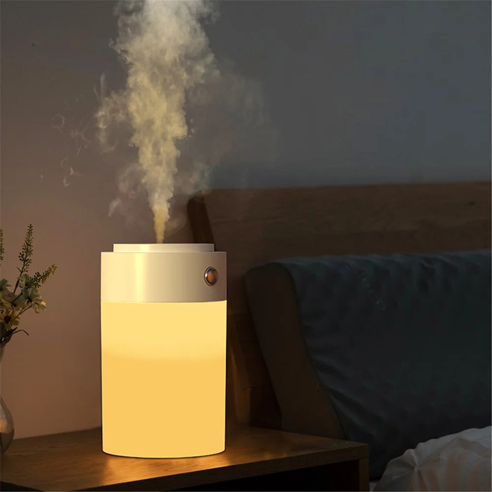 829 250ml Portable Electric Air Humidifier Aroma Oil Diffuser Low Noise USB Cool Mist Sprayer with Colorful Night Light, Style B - White - 7