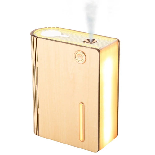 EH0013 Book Shape Wooden USB Humidifier Home Mute Mist Diffuser Night Light - White Maple Wood - 1