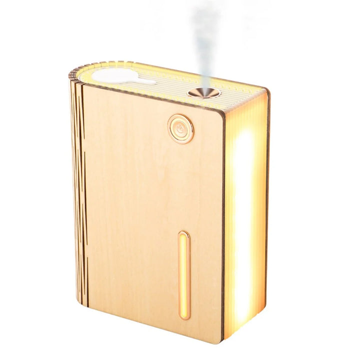 EH0013 Book Shape Wooden USB Humidifier Home Mute Mist Diffuser Night Light - White Maple Wood - 1