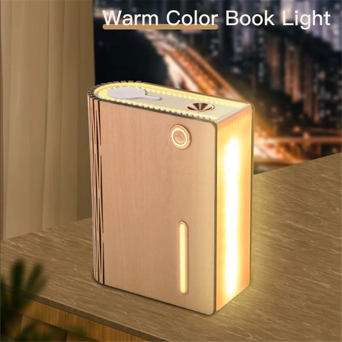 EH0013 Book Shape Wooden USB Humidifier Home Mute Mist Diffuser Night Light - White Maple Wood - 5