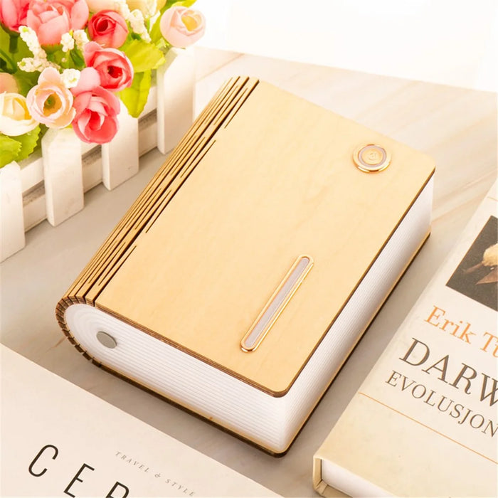 EH0013 Book Shape Wooden USB Humidifier Home Mute Mist Diffuser Night Light - White Maple Wood - 6