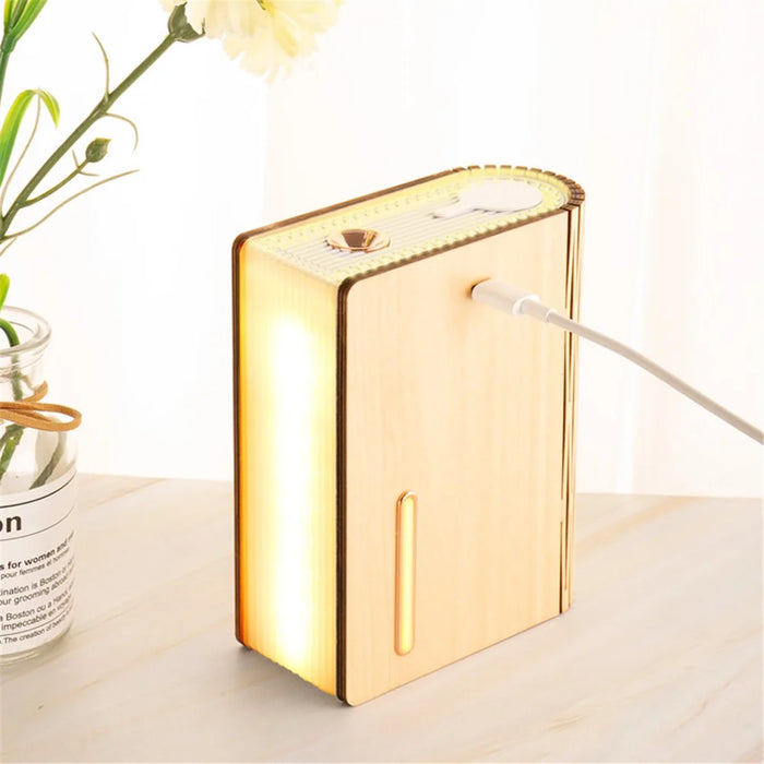 EH0013 Book Shape Wooden USB Humidifier Home Mute Mist Diffuser Night Light - White Maple Wood - 7