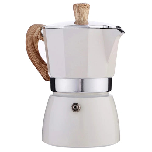 150ml Italian Mocha Espresso Percolator Pot Home Stovetop Coffee Maker Aluminum Moka Pot Kitchen Coffee Making Tool for Three People (No FDA, BPA-free) - White - 1
