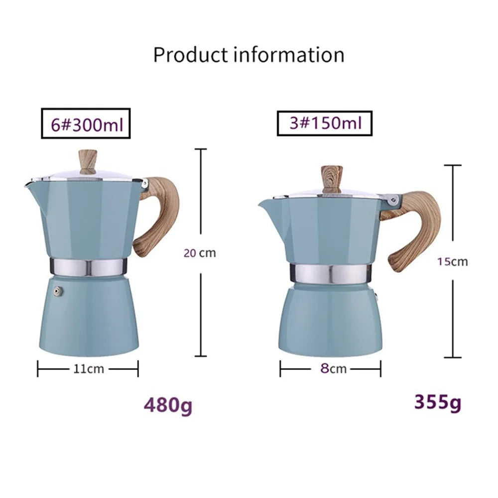 150ml Italian Mocha Espresso Percolator Pot Home Stovetop Coffee Maker Aluminum Moka Pot Kitchen Coffee Making Tool for Three People (No FDA, BPA-free) - White - 6