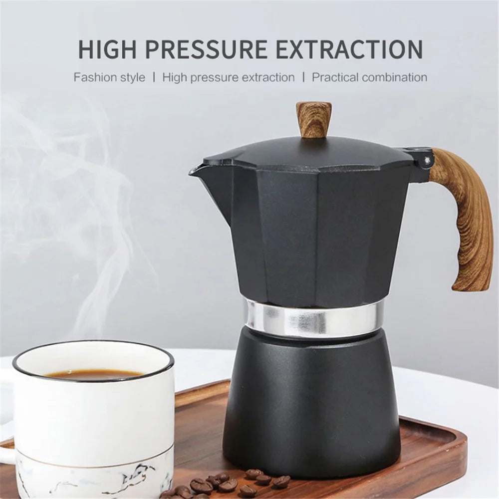 300ml Classic Espresso Percolator Stovetop Home Coffee Maker Aluminum Moka Pot Kitchen Coffee Making Tool for 6 People (No FDA, BPA-free) - White - 3