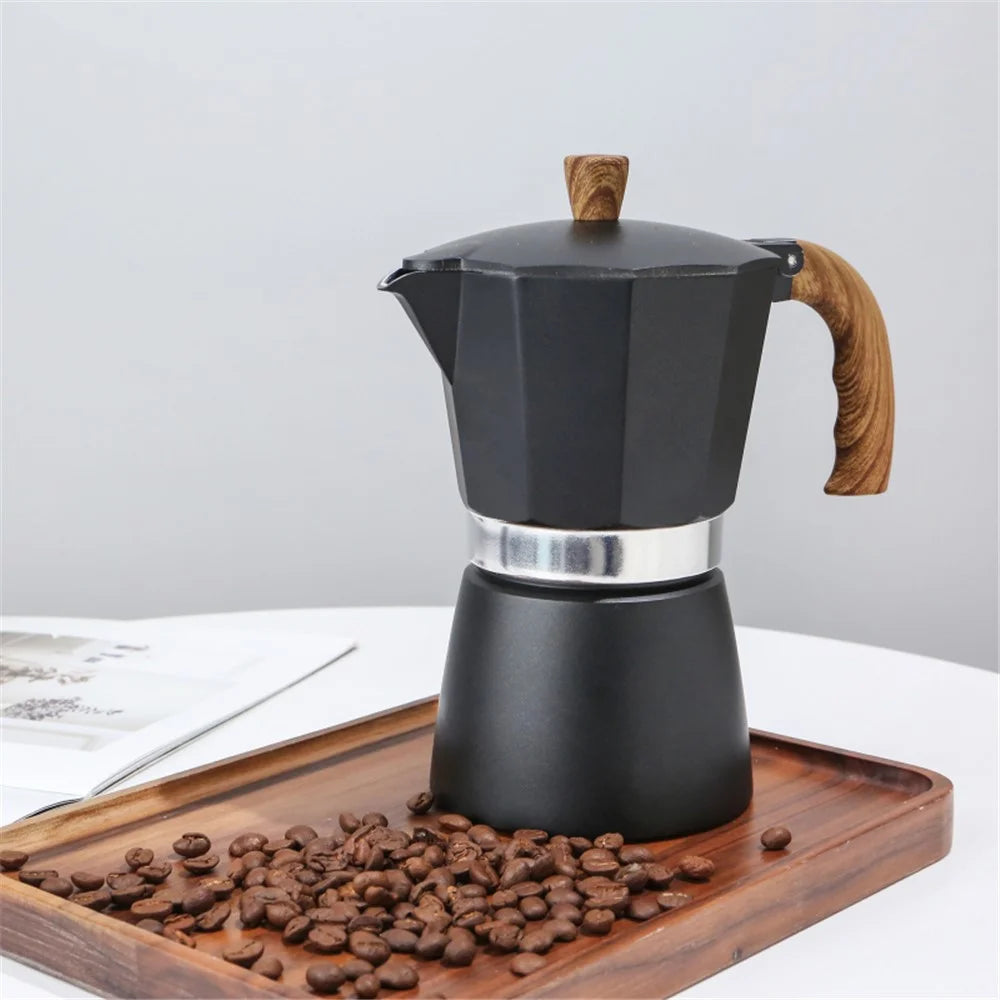 300ml Classic Espresso Percolator Stovetop Home Coffee Maker Aluminum Moka Pot Kitchen Coffee Making Tool for 6 People (No FDA, BPA-free) - White - 4