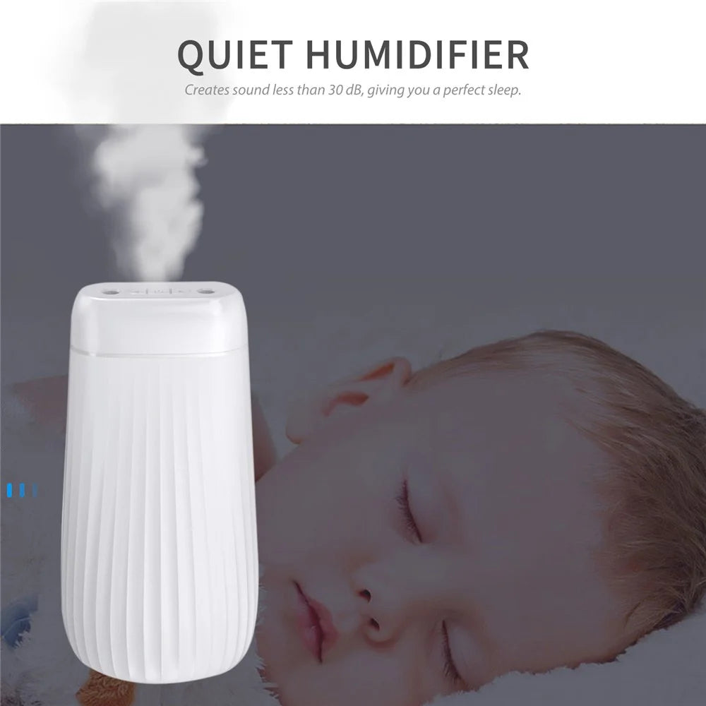 Mist Humidifier Plug-in 1000ml Dual Spouts Cold Spray LED Night Light Silent Home Humidifier Diffuser - Pink - 2