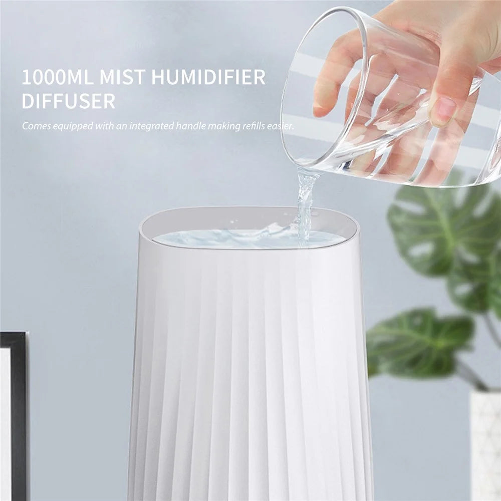 Mist Humidifier Plug-in 1000ml Dual Spouts Cold Spray LED Night Light Silent Home Humidifier Diffuser - Pink - 3