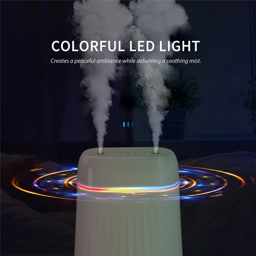 Mist Humidifier Plug-in 1000ml Dual Spouts Cold Spray LED Night Light Silent Home Humidifier Diffuser - Pink - 4