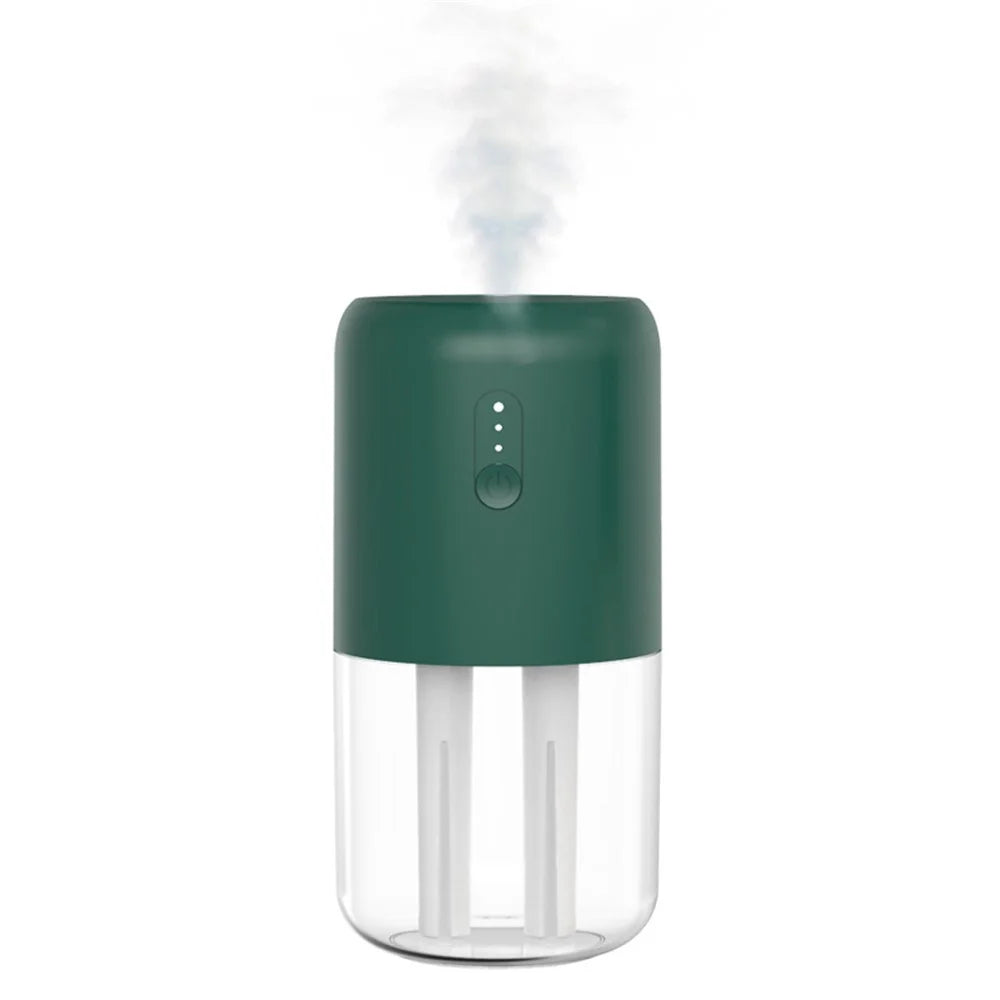 823 Home Humidifier Mini Size 280ml Dual Spray Nozzles Cool Mist Humidifier Quiet Desktop Humidifier with Light - Green - 1