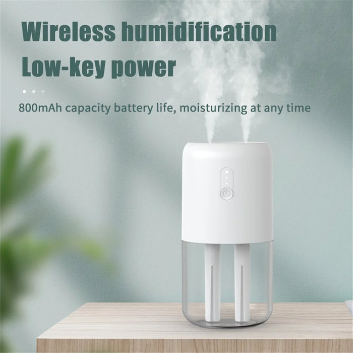 823 Home Humidifier Mini Size 280ml Dual Spray Nozzles Cool Mist Humidifier Quiet Desktop Humidifier with Light - Green - 2
