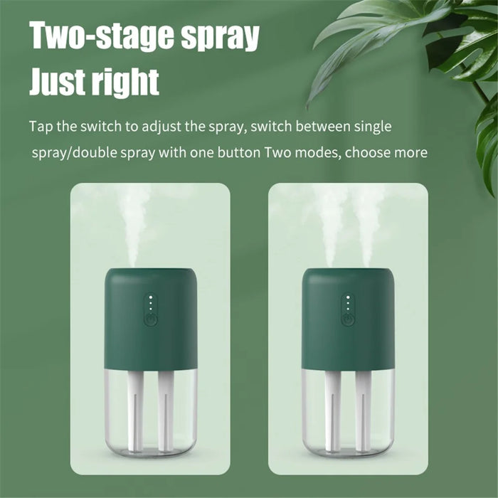823 Home Humidifier Mini Size 280ml Dual Spray Nozzles Cool Mist Humidifier Quiet Desktop Humidifier with Light - Green - 3