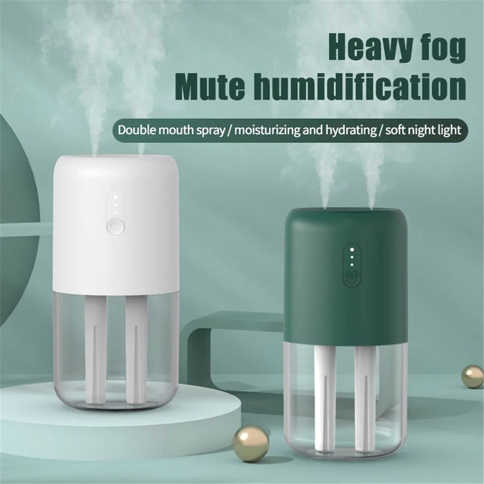 823 Home Humidifier Mini Size 280ml Dual Spray Nozzles Cool Mist Humidifier Quiet Desktop Humidifier with Light - Green - 4