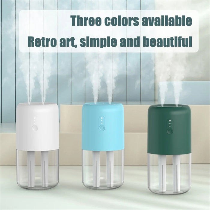 823 Home Humidifier Mini Size 280ml Dual Spray Nozzles Cool Mist Humidifier Quiet Desktop Humidifier with Light - Green - 6