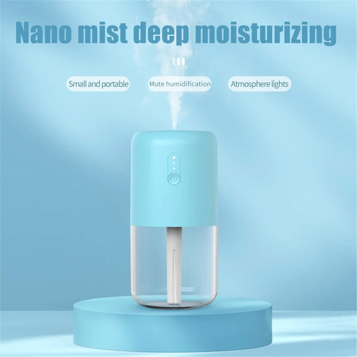 823A Mini Humidifier 280ml Night Light Room Humidifier for Bedroom Office Desk Car Travel - Blue - 4
