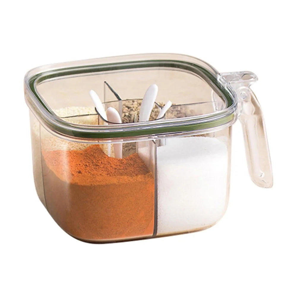 AAB007 Clear Seasoning Box Spice Jar Condiment Bottle Kitchen Supplies (BPA Free, No FDA Certification) - Green - 1